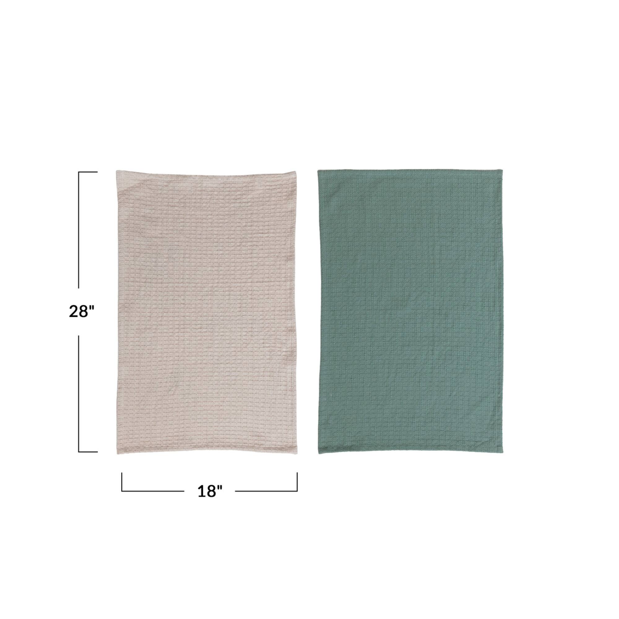 Hello Honey® Teal & Natural Cotton Waffle Weave Tea Towel Set in Bag